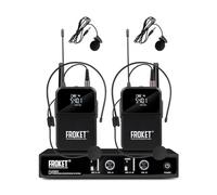 Froket UHF Wireless Microphone System: Professional Dual Channel Cordless Lavalier 260FT UHF Range Mics Set Ideal for Singing Karaoke Church DJ Party PA Speaker Mixer Recording(2 Bodypack)