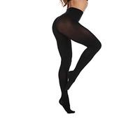 Frola Tights for Women 80 Denier Semi Opaque Solid Color Footed Pantyhose Ladies Tights,Black,L-XL