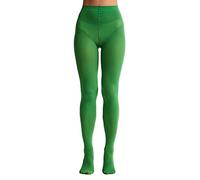 Frola Tights for Women 80 Denier Semi Opaque Solid Color Footed Pantyhose Ladies Tights,Clover Green,L-XL