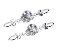 Frolahouse 2pcs Crystal Drawer Knobs with Silver Plate,Crystal Glass Diamond Shape Door Knobs Cupboard Cabinet Handle Drawer Pull Handle with Screws