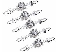 Frolahouse 5Pcs Diamond Crystal Glass Cabinets Handles, Modern Hardware Material, Single Hole Knobs for Drawer Cabinet Wardrobe Door(Silver Plate Length: 120mm)