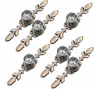 Frolahouse 6 Pcs Drawer Dresser Knobs Pull Handles - Crystal Glass Diamond Decorative Knobs with Bronze Plate(Length: 120mm), Cabinet Cupboard Door Knobs with Screws