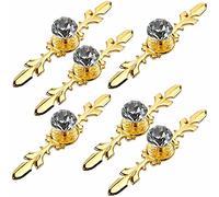Frolahouse 6 Pcs Drawer Dresser Knobs Pull Handles - Crystal Glass Diamond Decorative Knobs with Gold Plate (Length: 170mm), Cabinet Cupboard Door Knobs with Screws