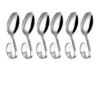 Frolahouse 6 PCs Stainless Steel Creative Canape Serving Spoons,Cutlery Curved Handle Spoon, Dessert Dinner Spoon for Hotel Use