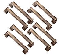 Frolahouse 8 Pack Oil Rubbed Bronze Solid Cabinet Hardware Handles,128mm Hole Centers Square Cabinet Pulls Oil Rubbed Bronze, for Kitchen Cabinet Drawer Dresser