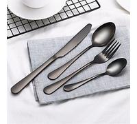 Frolahouse Black Flatware Set 16 Piece, Stainless Steel Flatware Set, Silverware, 4 Spoons,4 Forks, 4 Knives and 4 Teaspoons, Cutlery Set Service for 4