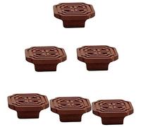 Frolahouse Wooden Drawer Knobs, 6PCS Cabinet Door Knobs, Handmade Carved Square Cupboard Pull Handles with Screws for Wardrobe Furniture Drawer Closet Doors