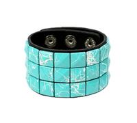 FROLDDRW bracelet Punk Pyramid Studded Wristband Rivet Wide Pu Leather Cuff Bracelet-blue