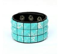 FROLDDRW bracelet Punk Pyramid Studded Wristband Rivet Wide Pu Leather Cuff Bracelet-blue