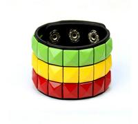 FROLDDRW bracelet Punk Pyramid Studded Wristband Rivet Wide Pu Leather Cuff Bracelet-green