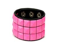 FROLDDRW bracelet Punk Pyramid Studded Wristband Rivet Wide Pu Leather Cuff Bracelet-pink