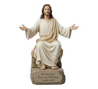 FrolicFit Jesus Open Arm Blessing Statue, Resin Christian Figurine with Bible Verse Base, Open Embrace Religious Sculpture for Inspirational Christian Home Decor & Religious Gifts for Men, Women A