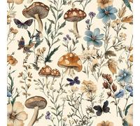 Froluya Mushroom Wallpaper Peel and Stick Vintage Floral 16.9" x 118.1"