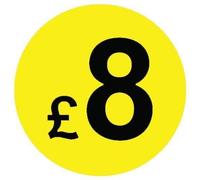 from 99p to £10 - Pack of 200 Black & Yellow 20mm Price Stickers/Sticky Labels - 40 Different Prices to Choose from (Black & Yellow £8)