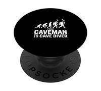 From Caveman To Cave Diver Evolution Scuba PopSockets Adhesive PopGrip
