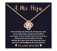 From Dad and Mom, A Meaningful Necklace for My Daughter - 'Dedication' in Spanish, With Message Card and Box, Stainless Steel, Cubic Zirconia