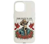 From Death To Life Romans 6:13 Christian Skeleton Cowboy Hat Case for iPhone 15