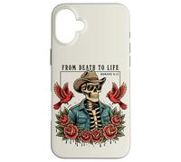 From Death To Life Romans 6:13 Christian Skeleton Cowboy Hat Case for iPhone 16 Plus