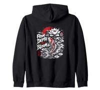 From Depth To Bloom Koi Fish Lotus Rising Zip Hoodie
