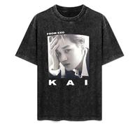 from EXO - Kai Unisex T-Shirt Printed Tee Graphic Top Men Black Shirt L