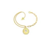 From Guess Love Double Chain 17mm Gold Bracelet UBB70001-L - - Stainless Steel / Gold Plated / Crystal