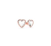 From Guess With Love Crystal Heart Rose Gold Stud Earrings - Stainless Steel / Rose Gold Plated / Crystal