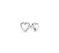 From Guess With Love Crystal Heart Silver Stud Earrings UBE70039 - Stainless Steel / Rhodium Plated / Crystal