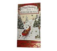 From Middlesborough Couple Ride On Reindeer Sleigh Design Christmas Card