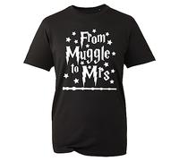 from Muggle to Mrs T-Shirt Top Potter Wedding Funny Married Hen Party Bride Joke Meme Party Wear Adult Kids Unisex Tee TopMeme Adult Kids Unisex Tee Top (Black, S)