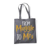 From Muggle To Mrs Wedding Statement [WED17] cotton tote shopping bag - Dark Grey
