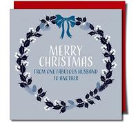 From one Fab Husband to Another Christmas Greeting card - Gay Christmas card - Husband to Husband Christmas card - LGBT card - Approx 150mm x 150mm Premium Card