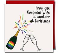 From one Gorgeous Wife to another - Christmas greeting card - Lesbian Christmas card - Gay Christmas card - Approx 150mm x 150mm Premium Card