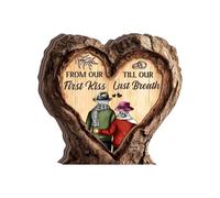 From Our First Kiss Till Our Last Breath,Personalized 2-Layer Wood Plaque, Custom Heart Together Couple Plaque, Anniversary Couple Home Decor Gifts