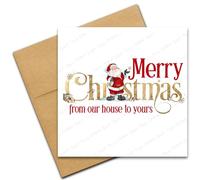 From Our House to Yours Christmas Card, Family Santa Claus Festive Card (Single Card)
