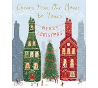 From Our House to Yours Christmas Card - Houses in the Snow - Artistic Festive Design - Special Finish - Made in the UK - Eco-Friendly
