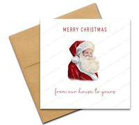 From Our House to Yours Christmas Card, Santa Claus Father Christmas Family Festive Card (Pack of 5)