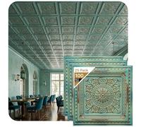 From Plain To Beautiful In Hours 223 La Scala PVC 2' x 2' Glue-up or Lay-in Ceiling Tile (Covers / 100 sq.ft), Natural Patina, 25 Piece