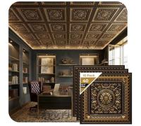 from Plain to Beautiful in Hours 223 La Scala PVC 2' x 2'Glue-up or Lay-in Ceiling Tile, Pack of 10, Antique Gold, 10 Piece