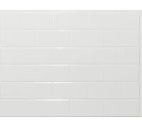 From Plain To Beautiful In Hours Gloss White Subway Decorative Kitchen Backsplash Kit - (5) 18x24 in Tiles, (2) 18 in J-Trims, and (1) Inside Corner Trim
