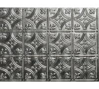 From Plain To Beautiful In Hours N419 Crosshatch Silver Savannah Decorative Kitchen Backsplash Kit - (5) 18x24 in Tiles, (2) 18 in J-Trims, and (1) Inside Corner Trim