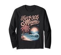 from The 305 Miami Vacation Tropical Summer Miami Beach Long Sleeve T-Shirt
