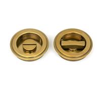From The Anvil Aged Brass 60mm Art Deco Round Pull - Privacy Set