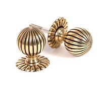 From The Anvil Aged Brass Flower Mortice/rim Knob Set