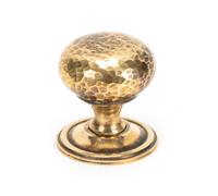 From The Anvil Aged Brass Hammered Mushroom Cabinet Knob 38mm