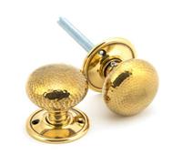 From The Anvil Aged Brass Hammered Mushroom Mortice/rim Knob Set