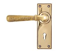 From The Anvil Aged Brass Hammered Newbury Lever Lock Set, Brown