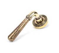 From The Anvil Aged Brass Hammered Newbury Lever On Rose Set (Beehive)