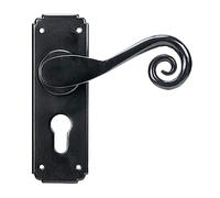 From The Anvil Black Monkeytail Lever Euro Lock Set, Black