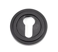 From The Anvil Matt Black Round Euro Escutcheon (Art Deco)