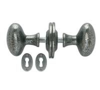 From the Anvil Pewter Oval Mortice/Rim Knob Set